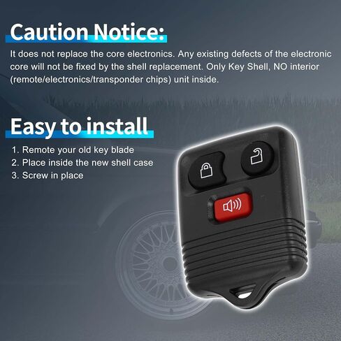 X AutoHaux Key Shell Case Unsible Entry Key Key FOB Case for Ford F-150 1998-2013 for Ford for Ranger 1998-2011 3 buttons CWTWB1U345 in Saudi Arabia