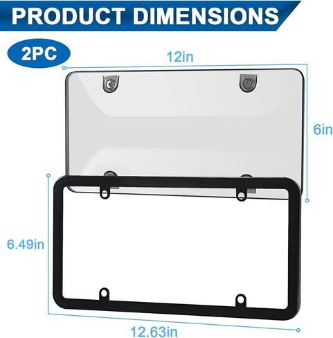 License Plate Cover & Frames,2 Pack Clear License Plate Protector,Universal Plastic Car Front/Rear License Plate Frame Fit Any Standard US Plates with Screws Caps,Universal Car Accessories in Saudi Arabia