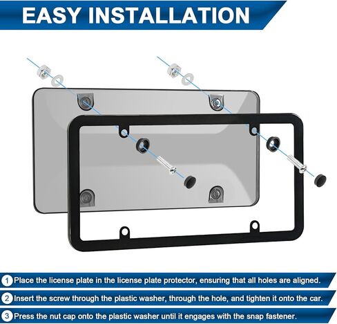 License Plate Cover & Frames,2 Pack Clear License Plate Protector,Universal Plastic Car Front/Rear License Plate Frame Fit Any Standard US Plates with Screws Caps,Universal Car Accessories in Saudi Arabia