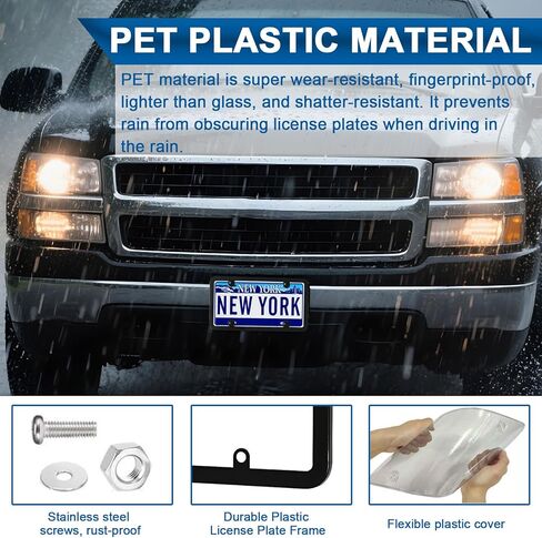 License Plate Cover & Frames,2 Pack Clear License Plate Protector,Universal Plastic Car Front/Rear License Plate Frame Fit Any Standard US Plates with Screws Caps,Universal Car Accessories in Saudi Arabia