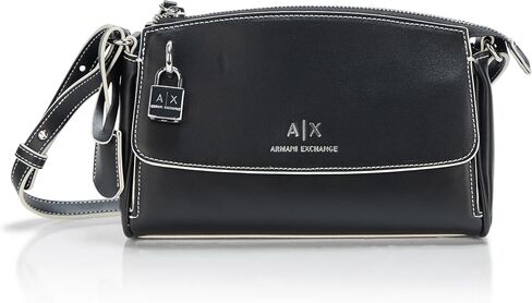 Armani Exchange Jane Crossbody ، صحيفة Monogram أسود فاخرة in Saudi Arabia