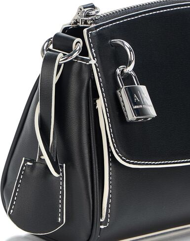 Armani Exchange Jane Crossbody ، صحيفة Monogram أسود فاخرة in Saudi Arabia