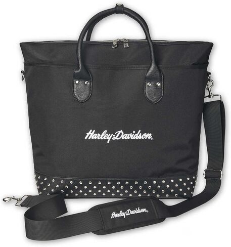 Harley-Davidson Women's 3D H-D Script Studded Overnight Tote, Moonshadow Black in Saudi Arabia