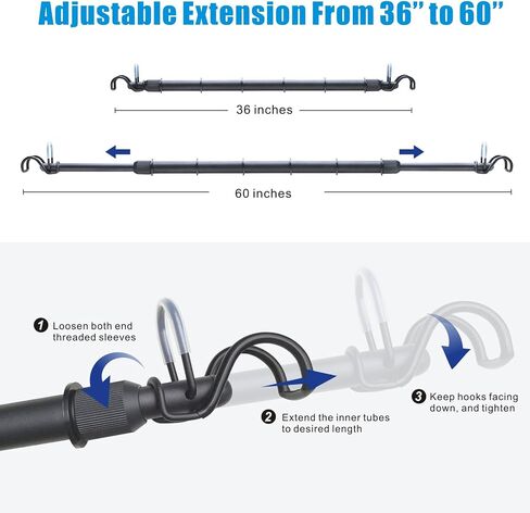 IDEFAIR CAR CORLESS BAR HAVERY DISTER DIRCHION ROD ROD FOR OPERTAIN ADMINGE STOGAN ATTORCH AUTOMOTIVE TRAVER TRAVING RACK RVS TRUCK SUV (تمتد من 30 '' إلى 66 ''/تمسك حتى 120 رطل) in Kuwait