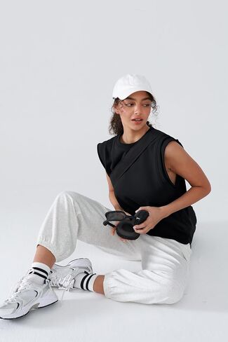 Workout Tank Tops Woman Crew Neck Athletic Tops Cotton Sweatshirt Loose Fit Muscle Tanks Runnning Gym Sports Shirt in Saudi Arabia