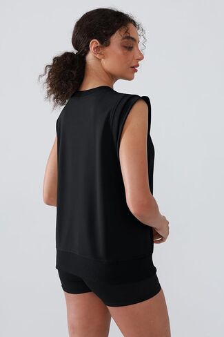 Workout Tank Tops Woman Crew Neck Athletic Tops Cotton Sweatshirt Loose Fit Muscle Tanks Runnning Gym Sports Shirt in Saudi Arabia