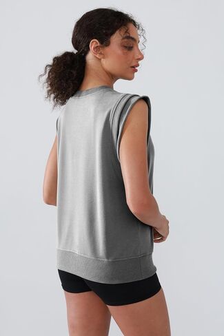 Workout Tank Tops Woman Crew Neck Athletic Tops Cotton Sweatshirt Loose Fit Muscle Tanks Runnning Gym Sports Shirt in Saudi Arabia