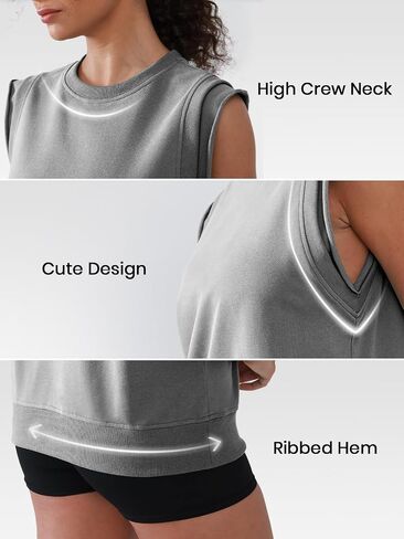Workout Tank Tops Woman Crew Neck Athletic Tops Cotton Sweatshirt Loose Fit Muscle Tanks Runnning Gym Sports Shirt in Saudi Arabia