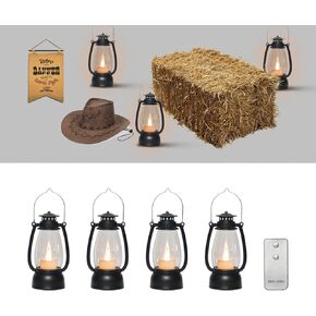 الفوانيس الحمراء الصغيرة الصغيرة المزخرفة مع الفوانيس الغربية العتيقة بعيدة مقاس 7 بوصات مع شمعة LED المتدلية ، زخارف التخييم ، زينة الحزب الغربي ، قطع عيد الميلاد المركزية للطاولات ، 4 عبوات in Kuwait