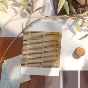 MOOD Custom Bamboo Shades | Modern | Top Down Bottom Up Cordless | Natural Woven Wood Roman Shades for Windows | Modern Camel (Sheer) | Sample Swatch Kit in Saudi Arabia