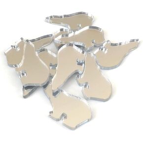 Super Cool Creations Polar Bear Shaped Crafting Mirrors, Set of 10, Many Colours, Shatterproof Acrylic, Silver Mirror, Pack of 10 x 3cm in Kuwait