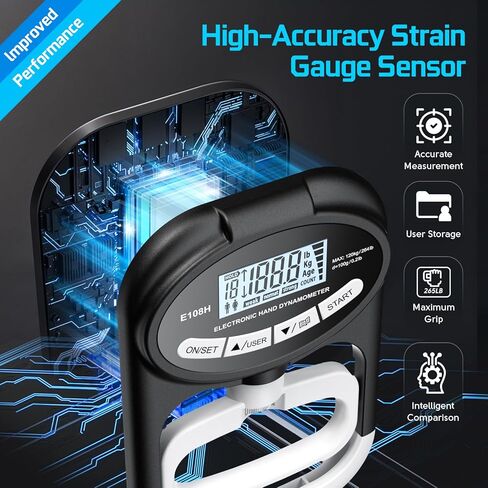 جهاز تدريب قوة قبضة اليد - جهاز اختبار قوة قبضة اليد الإلكترونية لتقوية قبضة اليد، جهاز تمرين المعصم، مقياس التدريب الرقمي 265 رطل / 120 كجم للاستخدام المنزلي في المدرسة الرياضية in Kuwait