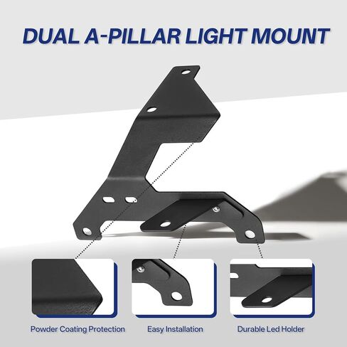 2 Pcs Dual A-Pillar Light Mount Brackets Compatible with Jeep Wrangler JL & Gladiator JT 2018-2025,Windshield Offroad Fog Light Pods Bracket for Wrangler Accessories(Not for Mojave & 392) in Saudi Arabia