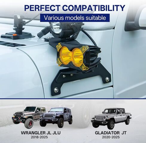 2 Pcs Dual A-Pillar Light Mount Brackets Compatible with Jeep Wrangler JL & Gladiator JT 2018-2025,Windshield Offroad Fog Light Pods Bracket for Wrangler Accessories(Not for Mojave & 392) in Saudi Arabia