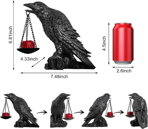 Halloween Decorations Outdoor Indoor Gothic Crow Wall Decor Table Candle Holder Raven Tealight Statue for Yard Patio Garden Bedroom Black in Kuwait