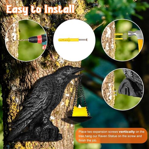 Halloween Decorations Outdoor Indoor Gothic Crow Wall Decor Table Candle Holder Raven Tealight Statue for Yard Patio Garden Bedroom Black in Kuwait