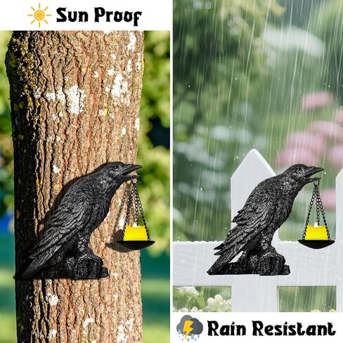 Halloween Decorations Outdoor Indoor Gothic Crow Wall Decor Table Candle Holder Raven Tealight Statue for Yard Patio Garden Bedroom Black in Kuwait