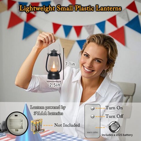 الفوانيس الحمراء الصغيرة الصغيرة المزخرفة مع الفوانيس الغربية العتيقة بعيدة مقاس 7 بوصات مع شمعة LED المتدلية ، زخارف التخييم ، زينة الحزب الغربي ، قطع عيد الميلاد المركزية للطاولات ، 4 عبوات in Kuwait