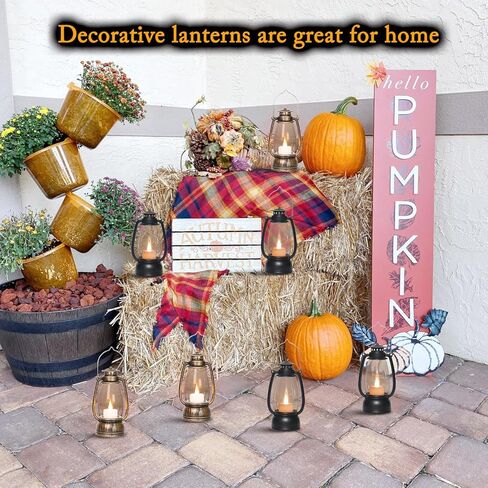 الفوانيس الحمراء الصغيرة الصغيرة المزخرفة مع الفوانيس الغربية العتيقة بعيدة مقاس 7 بوصات مع شمعة LED المتدلية ، زخارف التخييم ، زينة الحزب الغربي ، قطع عيد الميلاد المركزية للطاولات ، 4 عبوات in Kuwait