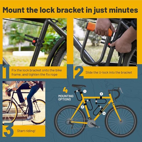 مجموعة قفل الدراجة على شكل حرف U من سيجتونا، مجموعة قفل الدراجة على شكل حرف U شديدة التحمل ضد السرقة، قفل دراجة على شكل حرف U مع تكبل 18 مم، قفل دراجة مع دعامة تثبيت قوية للدراجات، الدراجة الإلكترونية، سكوتر، المعدات الخارجية in Kuwait