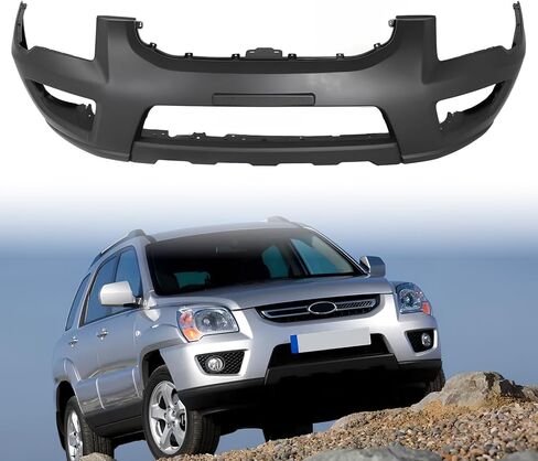 Front Bumper Cover Compatible with 2005-2010 Kia Sportage (Mesh Grille Models),OEM #865111F500 & KI1000144 – License Plate Cut-Out, No Sensor/Tow Hook,Primed in Kuwait