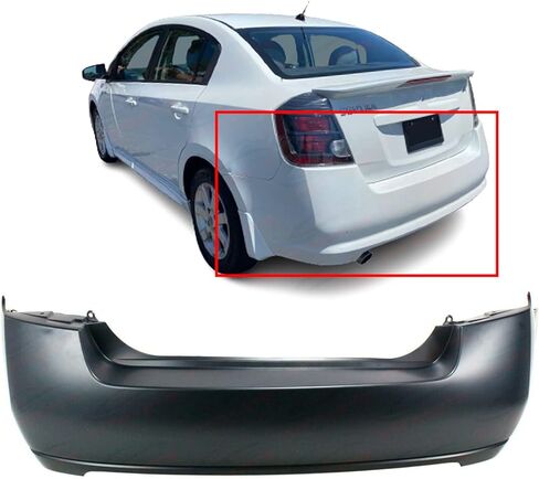 FITPARTS متوافقة مع غطاء المصد الخلفي 2007-2012 NISSAN Sentra Base Custom Elite Emotion SL S ترف. جديد ، مستعد وجاهز للطلاء. NI1100249 85022T30J 2008 2009 2010 2011 in Kuwait