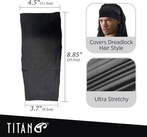 Titan Spandex Skull Cap for Dreadlock and Braid - Black Durags for Men with Band - Classic Black Bandana Style in Saudi Arabia
