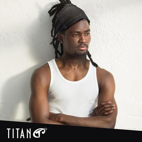 Titan Spandex Skull Cap for Dreadlock and Braid - Black Durags for Men with Band - Classic Black Bandana Style in Saudi Arabia