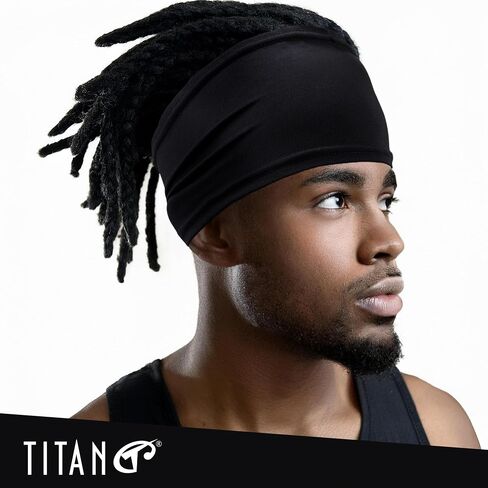 Titan Spandex Skull Cap for Dreadlock and Braid - Black Durags for Men with Band - Classic Black Bandana Style in Saudi Arabia