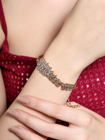 مجموعات المجوهرات الهندية للنساء - Bollywood Wedding Rhinestone Necklace Golden Brides مجموعة المجوهرات للعرائس in Kuwait