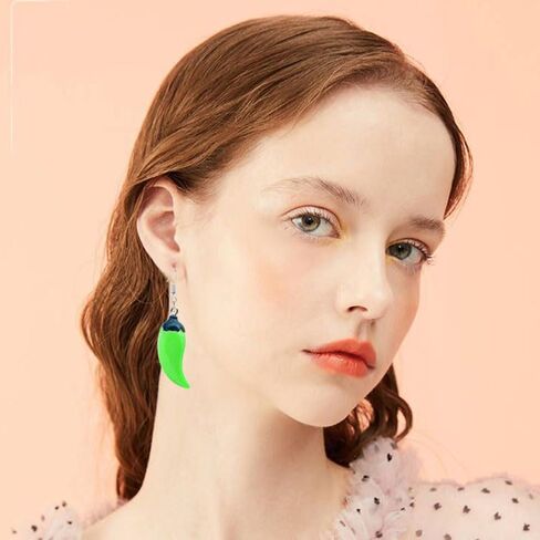coadipress 2 Pairs Chili Pepper Earrings And Necklace For Women Funny Lifelike Simulation Vegetable Food Resin Chili Pepper Earrings Charm Vegetable Pendant Necklace Necklace in Saudi Arabia