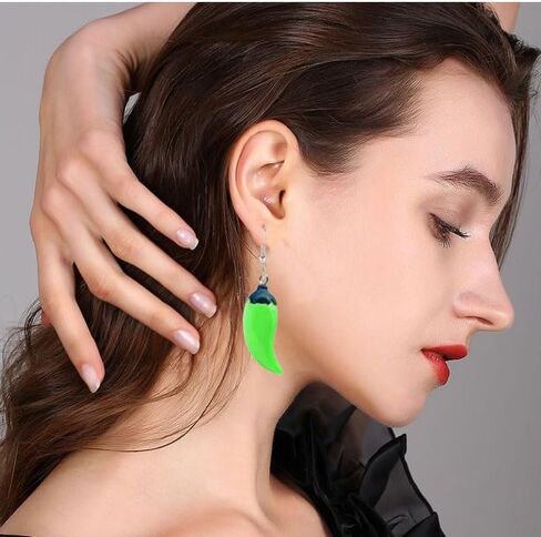coadipress 2 Pairs Chili Pepper Earrings And Necklace For Women Funny Lifelike Simulation Vegetable Food Resin Chili Pepper Earrings Charm Vegetable Pendant Necklace Necklace in Saudi Arabia