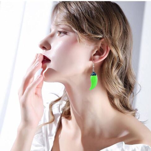 coadipress 2 Pairs Chili Pepper Earrings And Necklace For Women Funny Lifelike Simulation Vegetable Food Resin Chili Pepper Earrings Charm Vegetable Pendant Necklace Necklace in Saudi Arabia