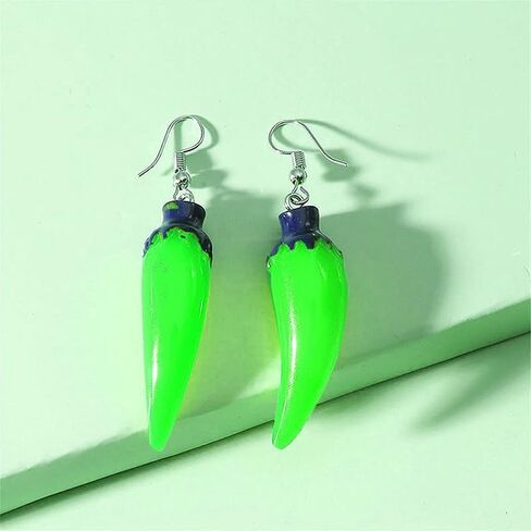 coadipress 2 Pairs Chili Pepper Earrings And Necklace For Women Funny Lifelike Simulation Vegetable Food Resin Chili Pepper Earrings Charm Vegetable Pendant Necklace Necklace in Saudi Arabia