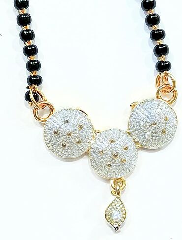 Generic Stylish Designs Necklace Fancy Mangalsutra Black Beads Chain Latest Designs For Women, Small in Saudi Arabia