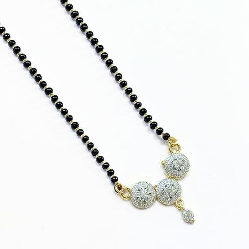 Generic Stylish Designs Necklace Fancy Mangalsutra Black Beads Chain Latest Designs For Women, Small in Saudi Arabia