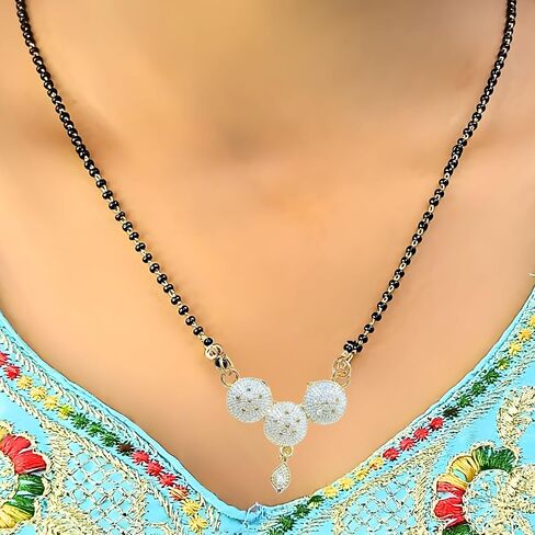 Generic Stylish Designs Necklace Fancy Mangalsutra Black Beads Chain Latest Designs For Women, Small in Saudi Arabia