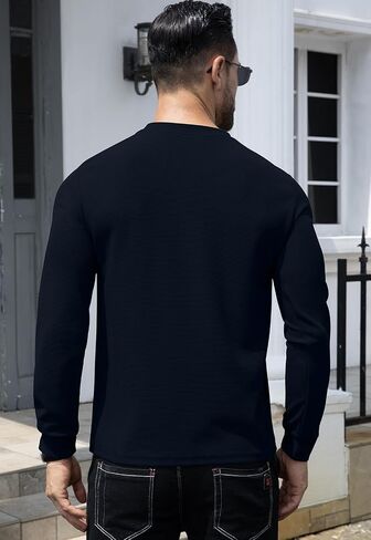 KUYIGO Men's Slim Fit Henley Shirts Casual Solid Button Waffle Fashion Summer T-Shirts Tops in Kuwait
