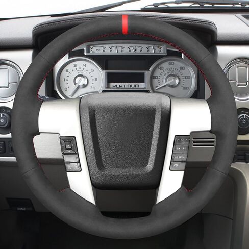 Mewant Hand Stitch Teenering Wheel Cover for Ford F-150 2009-2014 نسخة مخصصة حسب الجلد الاصطناعي in Kuwait