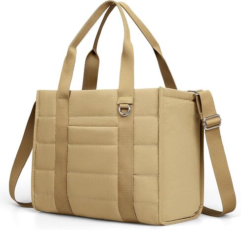 Travel Tote Bag for Women Work Puffer Laptop Crossbody Bags with Zipper Quilted Gym Tote Nylon Purse Shoulder Handbags in Kuwait