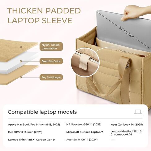 Travel Tote Bag for Women Work Puffer Laptop Crossbody Bags with Zipper Quilted Gym Tote Nylon Purse Shoulder Handbags in Kuwait