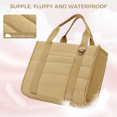Travel Tote Bag for Women Work Puffer Laptop Crossbody Bags with Zipper Quilted Gym Tote Nylon Purse Shoulder Handbags in Kuwait