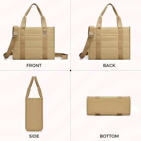 Travel Tote Bag for Women Work Puffer Laptop Crossbody Bags with Zipper Quilted Gym Tote Nylon Purse Shoulder Handbags in Kuwait