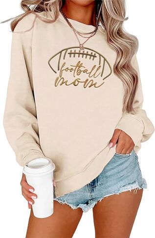 Women Football Game Day Sweatshirt Embroidered Football Graphic Pullover Casual Sunday Funday Long Sleeve Top in Kuwait