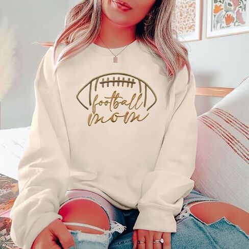 Women Football Game Day Sweatshirt Embroidered Football Graphic Pullover Casual Sunday Funday Long Sleeve Top in Kuwait