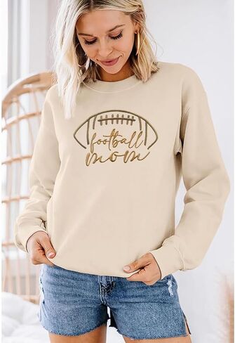Women Football Game Day Sweatshirt Embroidered Football Graphic Pullover Casual Sunday Funday Long Sleeve Top in Kuwait