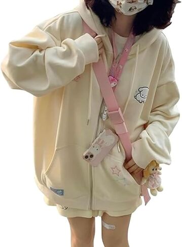 LRF Cute Hoodie Kawaii Hoodie Y2k Hoodie Cartoon Hoodie Zip Up Hoodie Hoodies for Teen Girls Oversized Hoodie in Kuwait