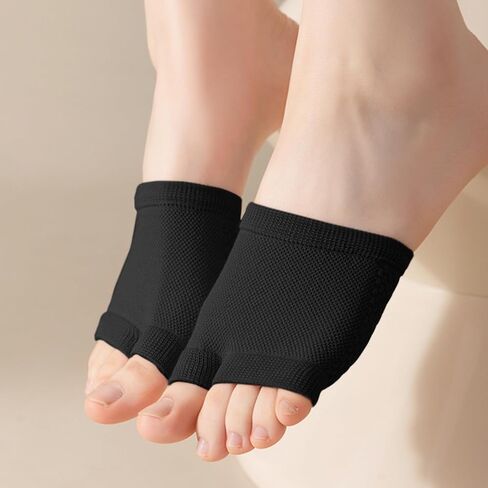 6 Pairs Women's Open Toe Forefoot Breathable Invisible Seamless Cotton Topper Cotton No Show Liner Socks for Mule Slide Slippers Sneakers Sandle- 3 Beige, 3 Black in Saudi Arabia
