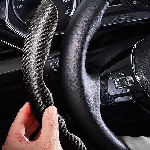 Car Steering Wheel Covers, for Jaguar F-Type Coupe 2013-2021 Carbon Fiber Anti-Skid Segmented Protector Soft Breathable Grip, Auto Accessories,C-Red in Saudi Arabia