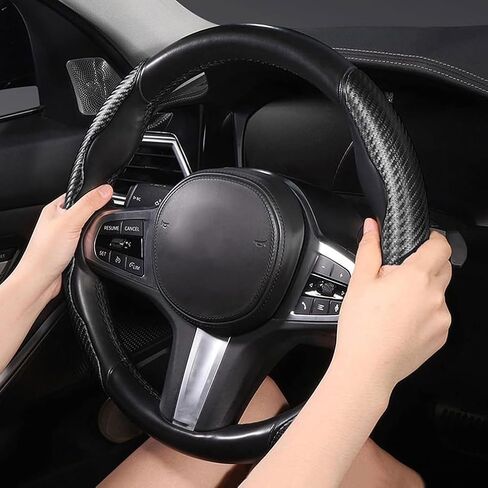 Car Steering Wheel Covers, for Jaguar F-Type Coupe 2013-2021 Carbon Fiber Anti-Skid Segmented Protector Soft Breathable Grip, Auto Accessories,C-Red in Saudi Arabia